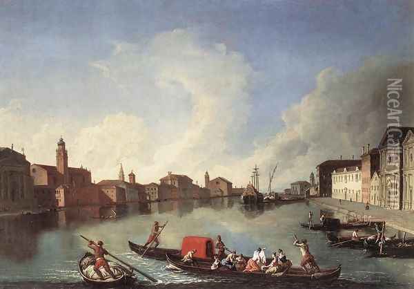 View of the Giudecca Canal 1730s Oil Painting - Johann Richter
