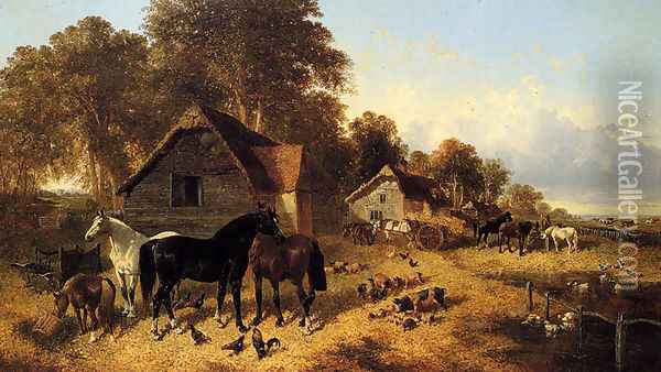 A Flourishing Farmyard Oil Painting - John Frederick Herring Snr
