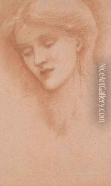 Head of a Girl 3 Oil Painting - Sir Edward Coley Burne-Jones