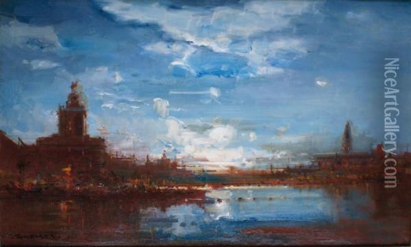 Venise Au Soleil Levant Oil Painting - Henri Duvieux