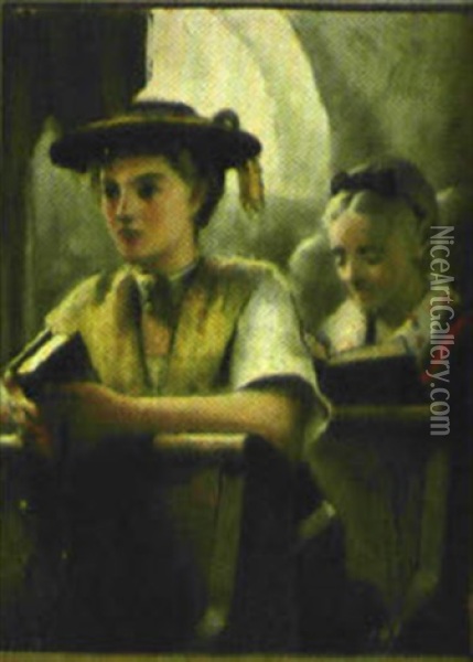 Zwei In Andacht Versunkene Frauen Beim Gottesdienst Oil Painting - Dezsoe Pecsi Pilch