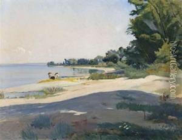 Elegantes Au Bord Du Lac Oil Painting - Alfred Rehfous