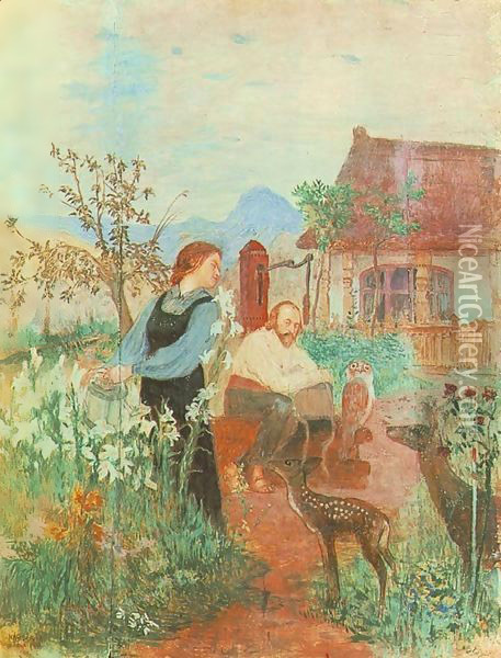 Our Garden 1902 Oil Painting - Robert Bereny