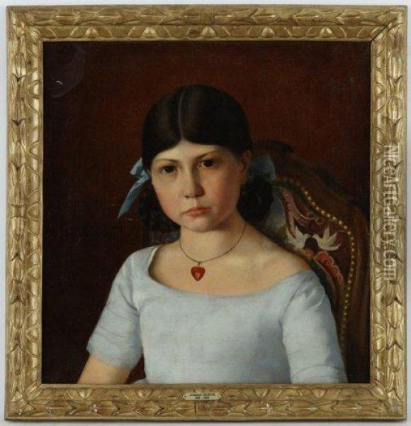 Portrait De Jeune Fille Oil Painting - Armand Hubert Simon Leleux