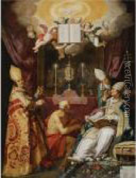 The Four Fathers Of The Latin Church Oil Painting - Abraham Bloemaert