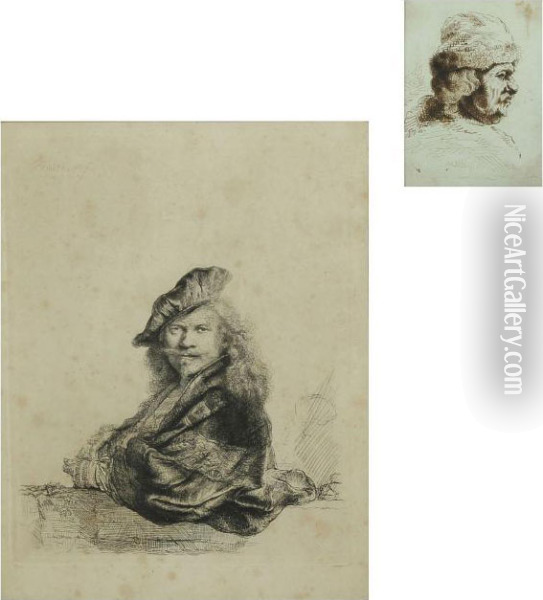 Portrait Of A Man And Self-portrait Oil Painting - Rembrandt Van Rijn