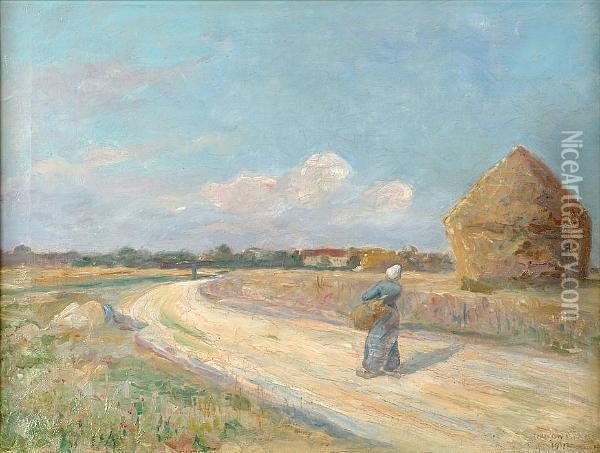 Path Through The Hay Fields Oil Painting - Vernon Blake