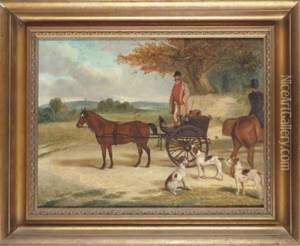 A Carriage Driver Surveying The Landscape Oil Painting - Richard Whitford