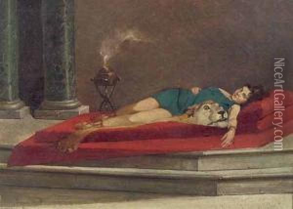 Giovane Distesa Su Una Pelle Di Leone Oil Painting - Giovanni Muzzioli
