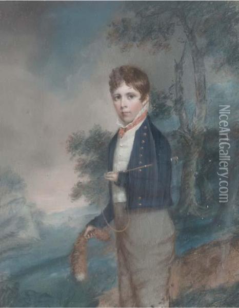 Portrait Of Andrew William 
Corbett, Son Of John Corbett Ofsundorne, Three-quarter Length; And 
Portrait Of Vincent Corbett,3rd Son Of John Corbett, Full-length Oil Painting - John Raphael Smith