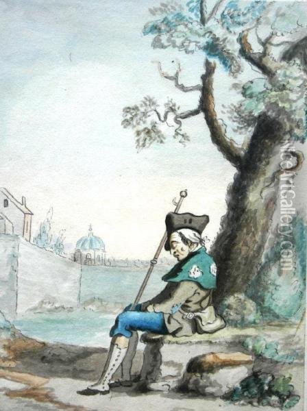 Pilgrim Resting Oil Painting - David Allan