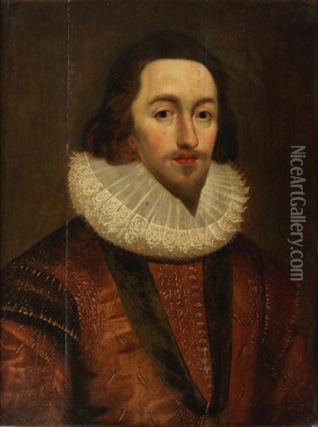 Portrait Of Charles I, When Prince Of Wales, Bust-length, Wearing A Medallion Oil Painting - Daniel Mytens the Elder