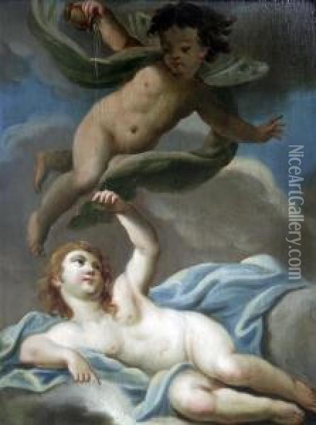 Venus And Cupid Oil Painting - Sir James Thornhill