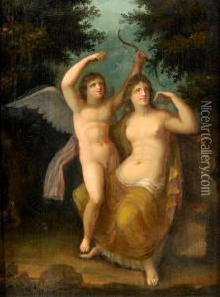 Venus Och Amor Oil Painting - Jonas Akerstrom