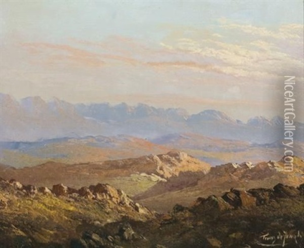 Cedarberg Sunset Oil Painting - Tinus de Jongh
