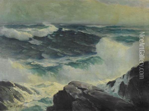 Maine Coastal Landscape. Oil Painting - Constantin Alexandr. Westchiloff