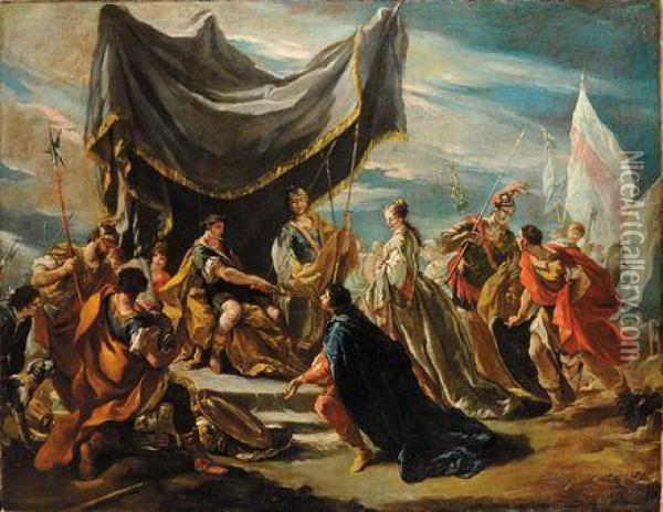 La Clemenza Di Scipione Oil Painting - Giovanni Antonio Guardi