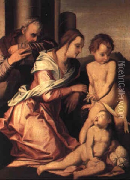 La Sainte Famille Avec Saint Jean Baptiste Oil Painting - Andrea Del Sarto