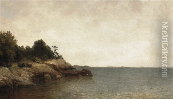 Rocks, Darien-rowayton, Connecticut Oil Painting - John Frederick Kensett