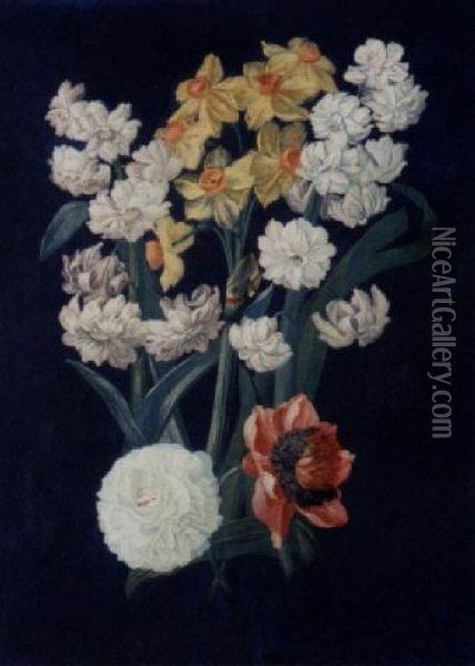 Flowers Oil Painting - Jean Louis, Le Jeune Prevost