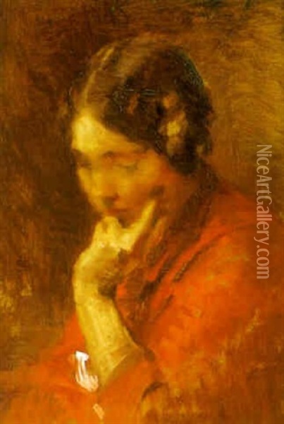 Kvindeportraet Oil Painting - Frans (Johan Georg F.) Schwarz