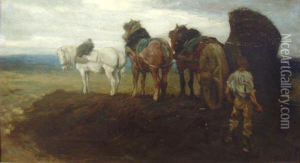 Pferdefuhrwerk Oil Painting - Guillaume Regamey