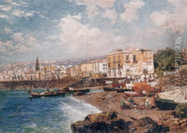 Marinella, Naples Oil Painting - Carlo Brancaccio