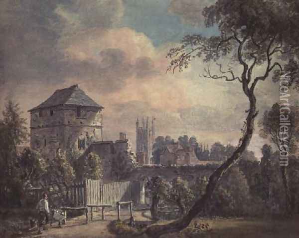 Magdalen Tower, Oxford Oil Painting - Paul Sandby