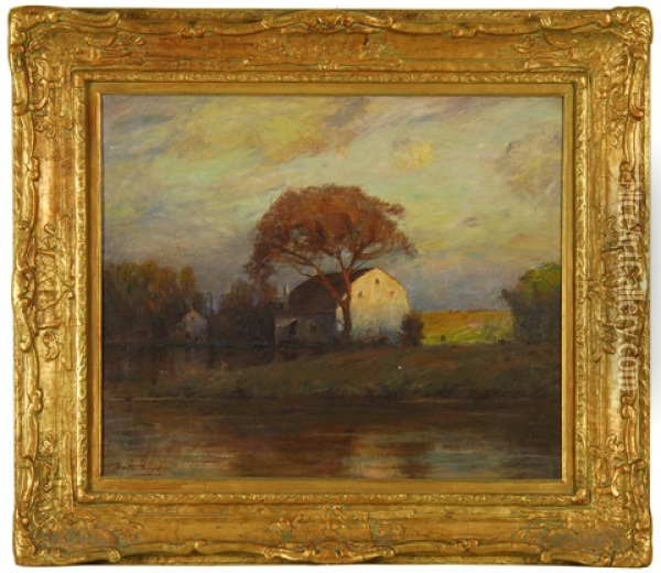 New England Farm Scene Oil Painting - Walter Clark