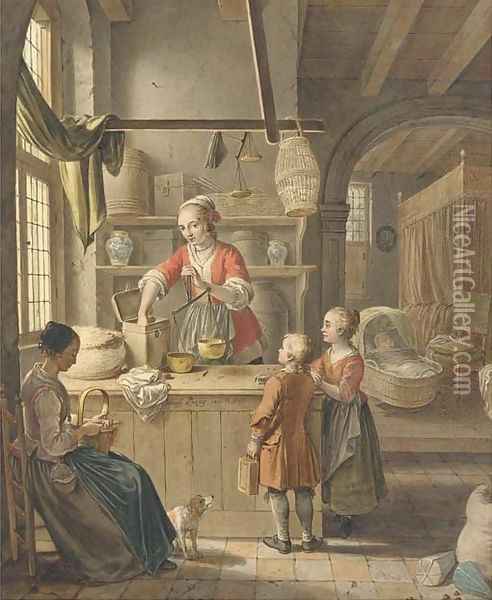At the tea merchants Oil Painting - Willem Joseph Laquy