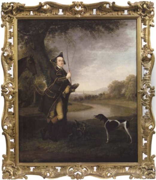 Portrait Of A Gentleman, Possibly John Wallop, 1st Earl Of Portsmouth Oil Painting - Arthur Devis