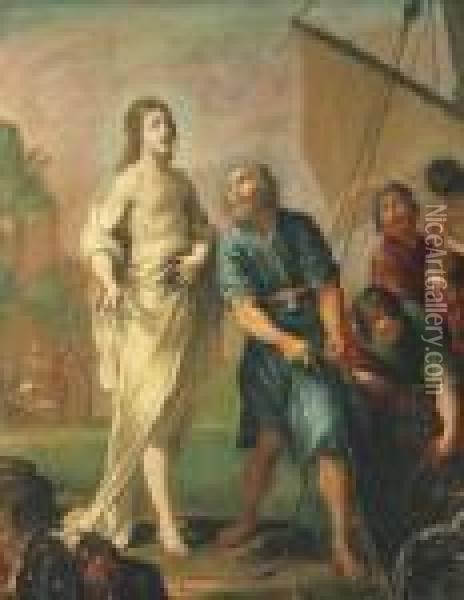 La Vocation De Saint Pierre: 
Saint Pierre Quittant Ses Filets Poursuivre Jesus Ou La Peche 
Miraculeuse Oil Painting - Claude Vignon