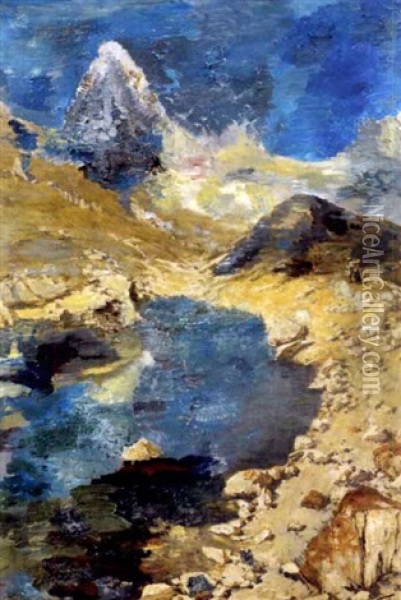 Matterhorn Mit Seelein Oil Painting - Felix Possart