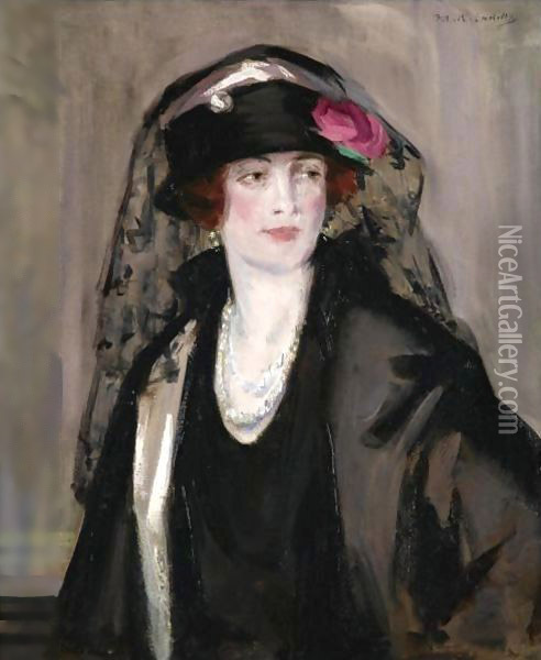 Lady Lavery In Black Oil Painting - Francis Campbell Boileau Cadell