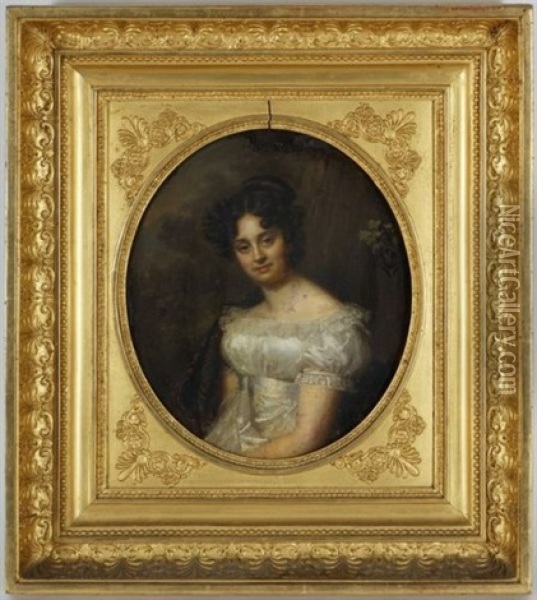 Portrait De Madame Catherine Marc Cramer Nee Mallet Oil Painting - Firmin Massot