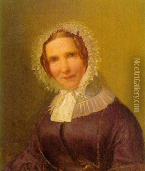 Portrat Einer Alteren Dame Mit Spitzenhaubchen Oil Painting - Wilhelm Volkhart