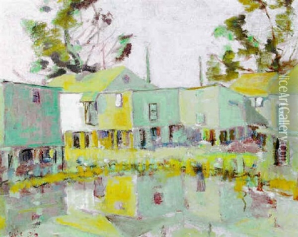 Tiburon Waterfront Oil Painting - Selden Connor Gile