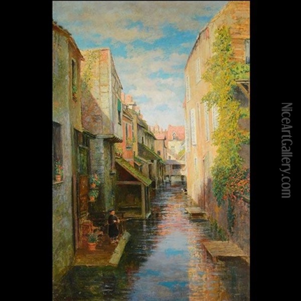 Venetian Canal Oil Painting - Robert Ward Van Boskerck