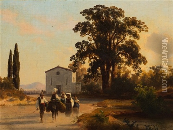 Southern Landscape Oil Painting - Carl Johann Friedrich Adolf Roetteken