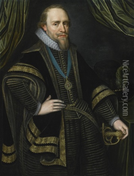 Portrait Of Prince Maurits Of Orange (1567-1625) Oil Painting - Michiel Janszoon van Mierevelt