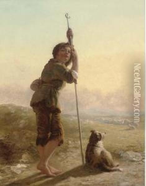 The Young Shepherd Oil Painting - James John Hill