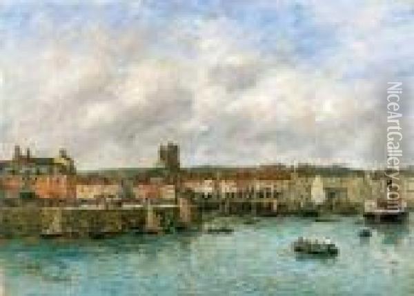 Le Port De Dieppe, Vue Prise Du Pollet, Vers 1892-1896 Oil Painting - Eugene Boudin