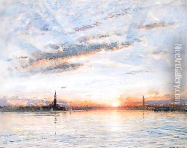 Venice, San Giorgio Maggiore And The Bacino Oil Painting - Albert Goodwin