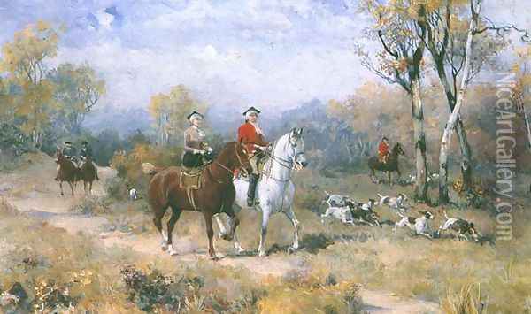Departure for the Hunt Oil Painting - Alfred Wierusz-Kowalski