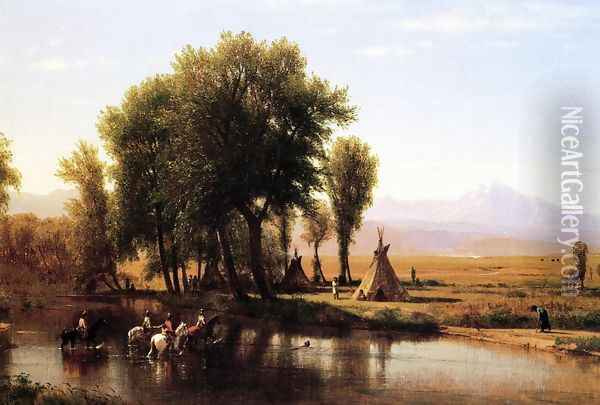 Indian Encampment on the Platte River Oil Painting - Thomas Worthington Whittredge