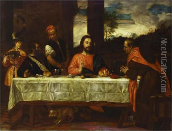 The Supper At Emmaus Oil Painting - Tiziano Vecellio (Titian)