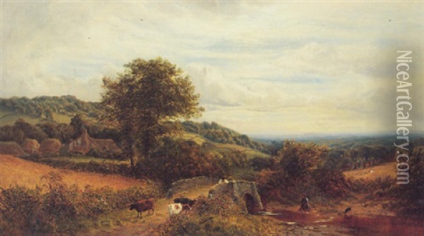 Kent Countryside Oil Painting - Alfred Augustus Glendening Sr.