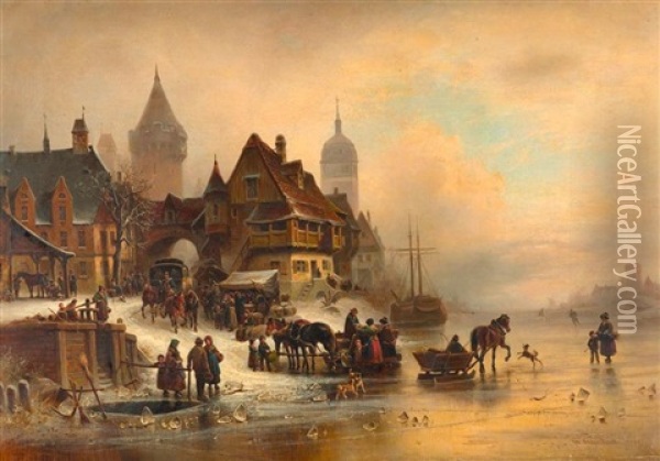Eisvergnugen Oil Painting - Wilhelm Alexander Meyerheim