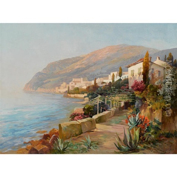 Mediterranean View Oil Painting - Karl Vikas