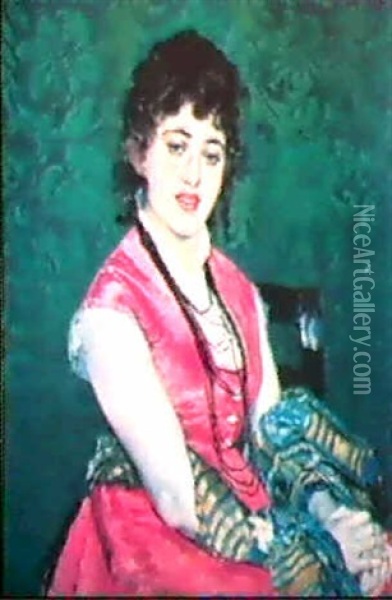 Retrato De Aline Mason Oil Painting - Rogelio De Egusquiza